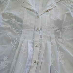 Light weight pintucked embroidered cotton hoodie by CAbi.